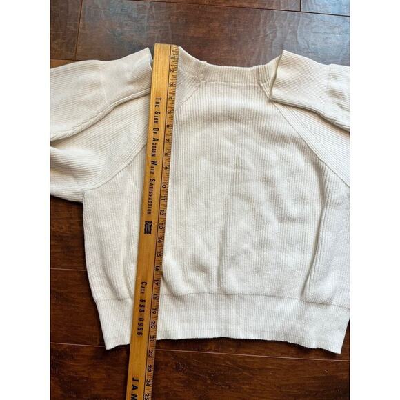 Free People White Ribbed Heavy Knit Sweater Womens Size L - Picture 4 of 7